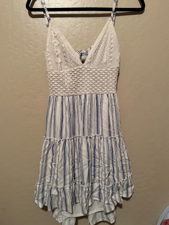 Dresses & Skirts - White & Blue Striped Crochet Bodice Sundress